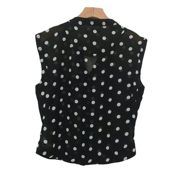 Hurley Sheer Blouse Womens Small Black Sleeveless Polka Dot V-Neck Button Up - Picture 2 of 8